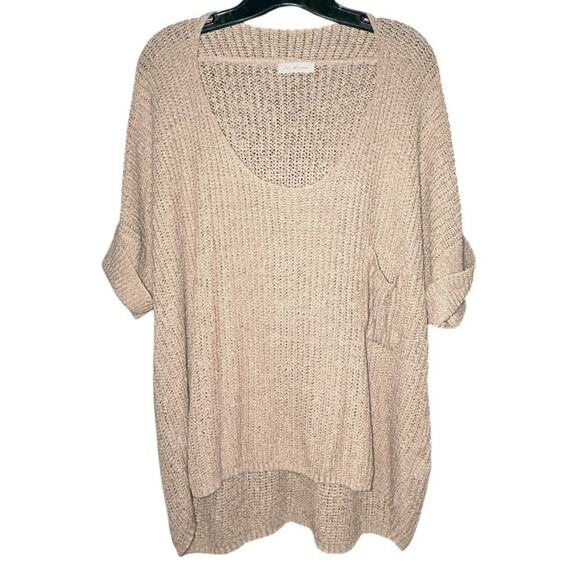 Ces Femmes Lightweight 3/4 Sleeve Oversized Tan Sweater Small - Picture 1 of 8